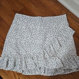White Polka Dot Ruffle Mini Skirt